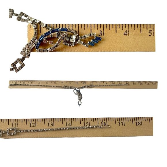 Mid-Century Vintage Rhinestone Necklace,  Blue Accents – Art Deco Revival Style - Picture 9 of 9